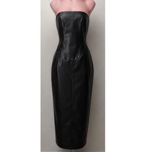 NWT KHY Black Faux Leather Strapless Dress Womens XL